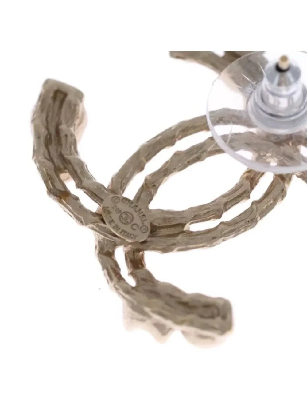 Chanel CC Logo Line Stone Pearl Gold Earring - Picture 5 of 6